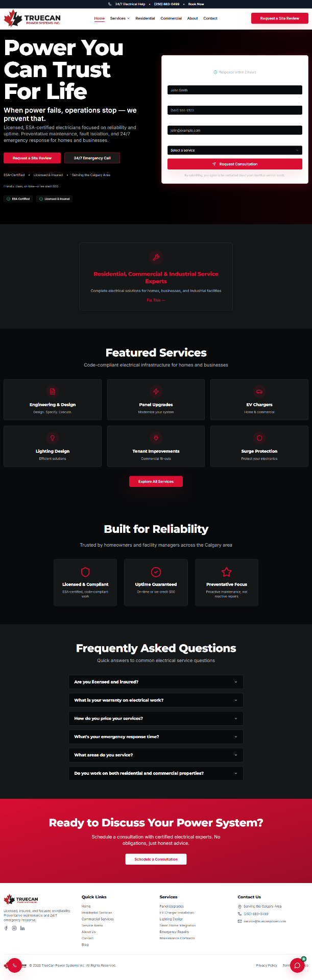 TrueCan Power Systems website screenshot