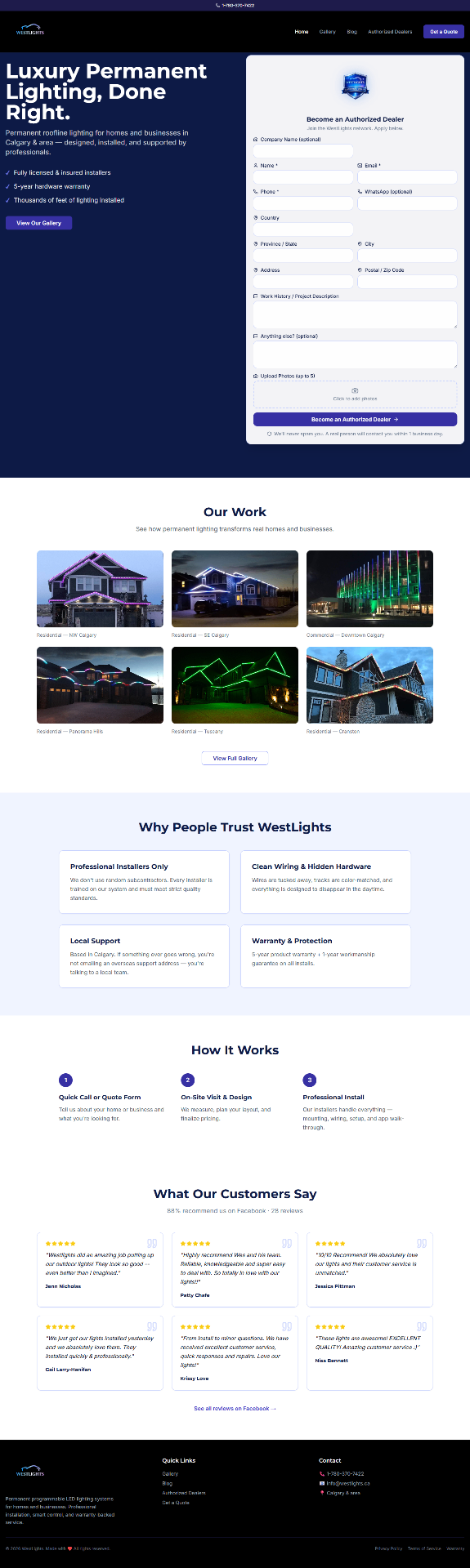 WestLights website screenshot