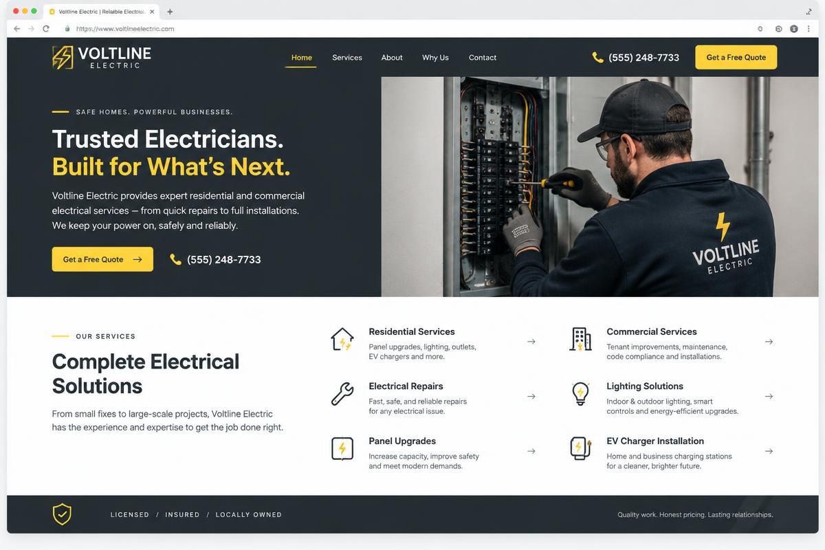 Electrical website design concept