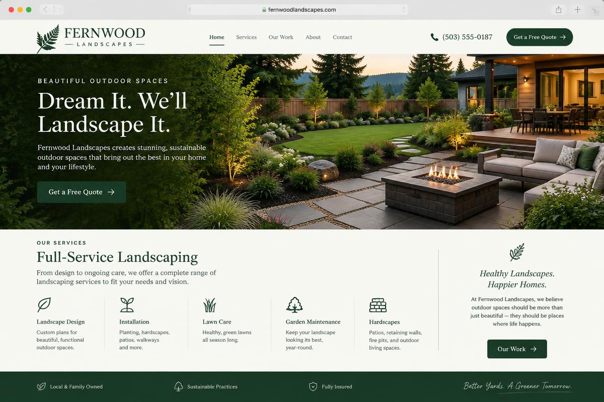 Landscaping website design concept