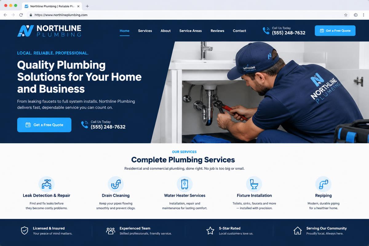 Plumbing website design concept