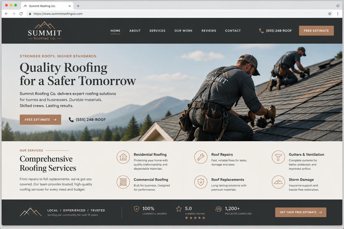 Roofing website design concept